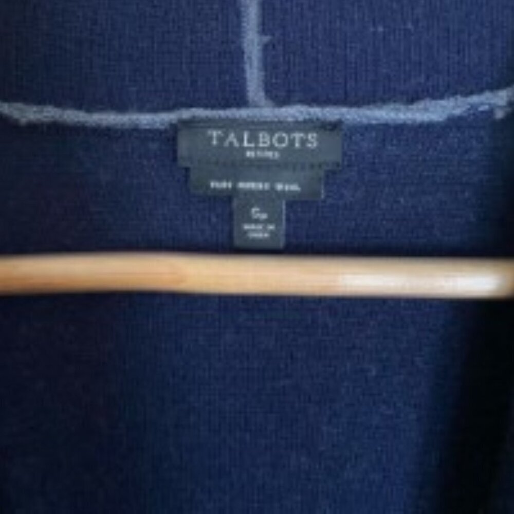Talbots Merino Wool Striped Open Front Cardigan Sp - image 2